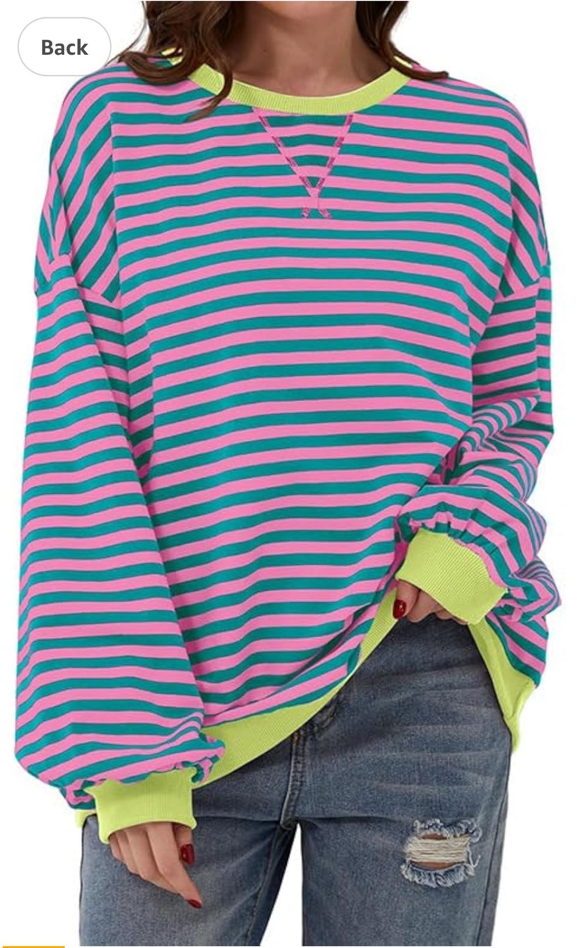 Women's Sweatshirt  Spring Crewneck Striped Long Sleeve Shirt Hoodie Top Y2K Outfits