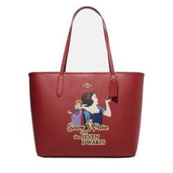  Disney X Coach City Tote With Signature Canvas Interior And Evil Queen Motif