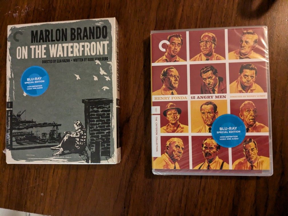 $35 FOR BOTH, $20 FOR ONE - On The Waterfront and 12 Angry Men Criterion Collection Blu Rays