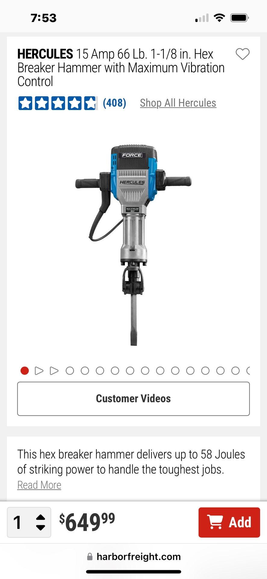 66lb Jack Hammer, Runs Great Just Need Gone $300