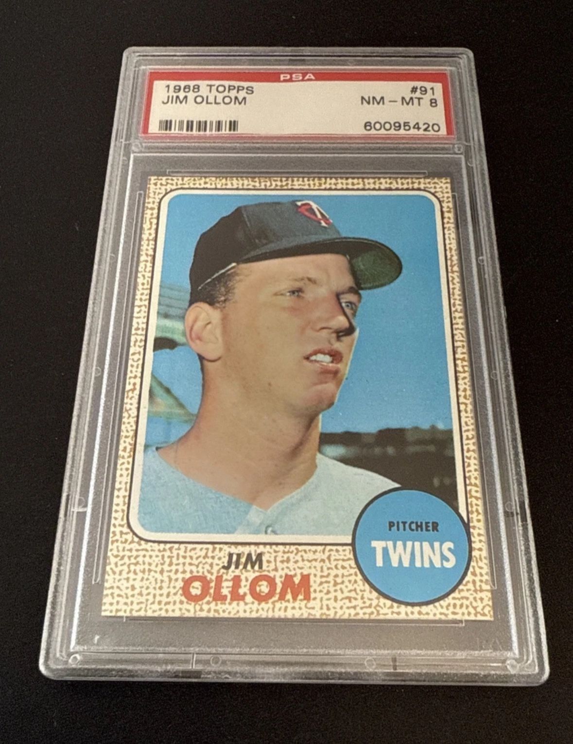 1968 Topps Jim Ollom #91 PSA 8 NEAR MINT-MINT