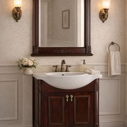 Bathroom vanity with matching mirror faucet not included