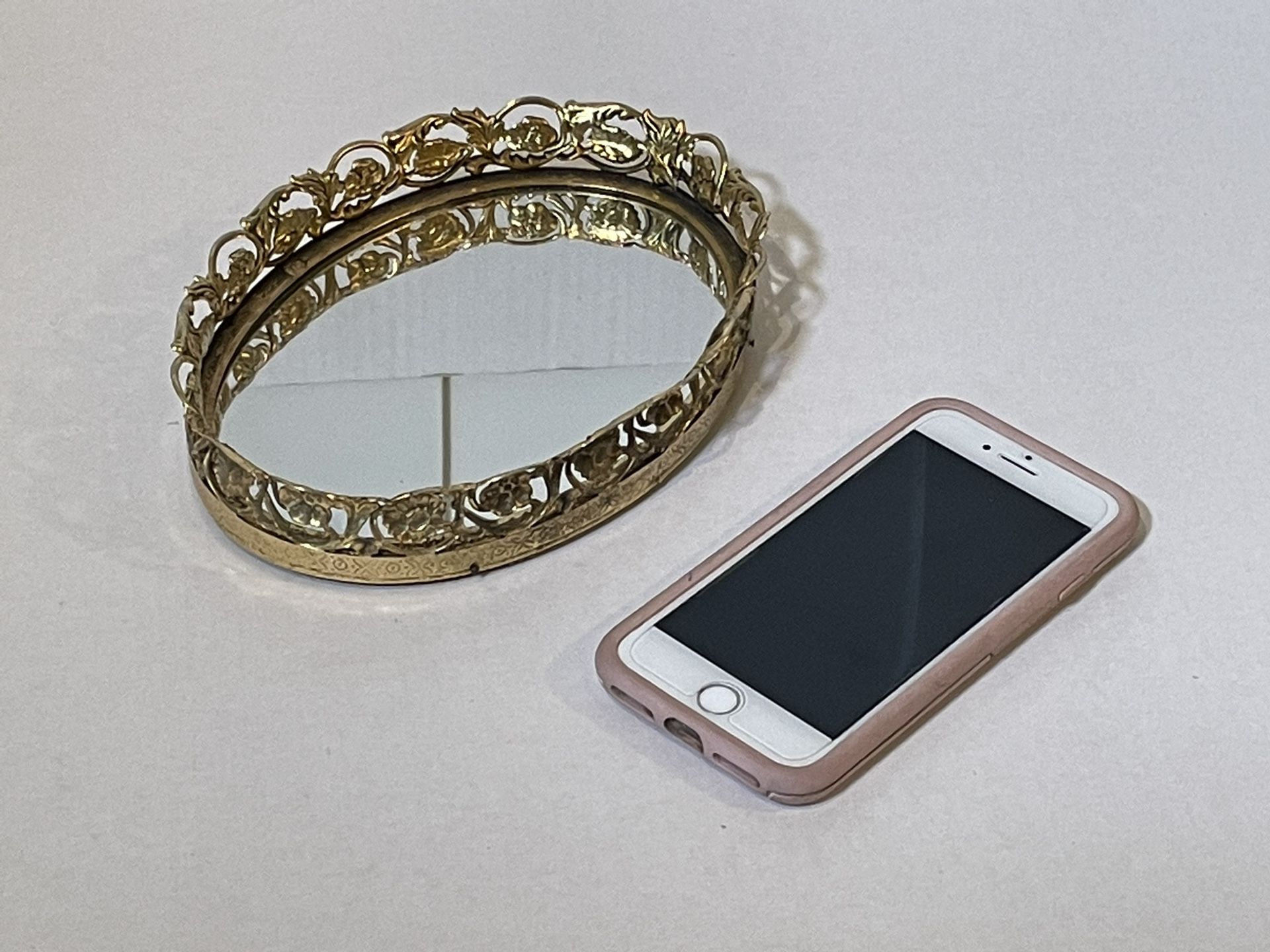 Decorative Vintage Mirrored Tray, Oval, 7x5