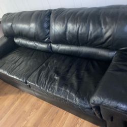 Black Faux Leather Sofa And Chair 