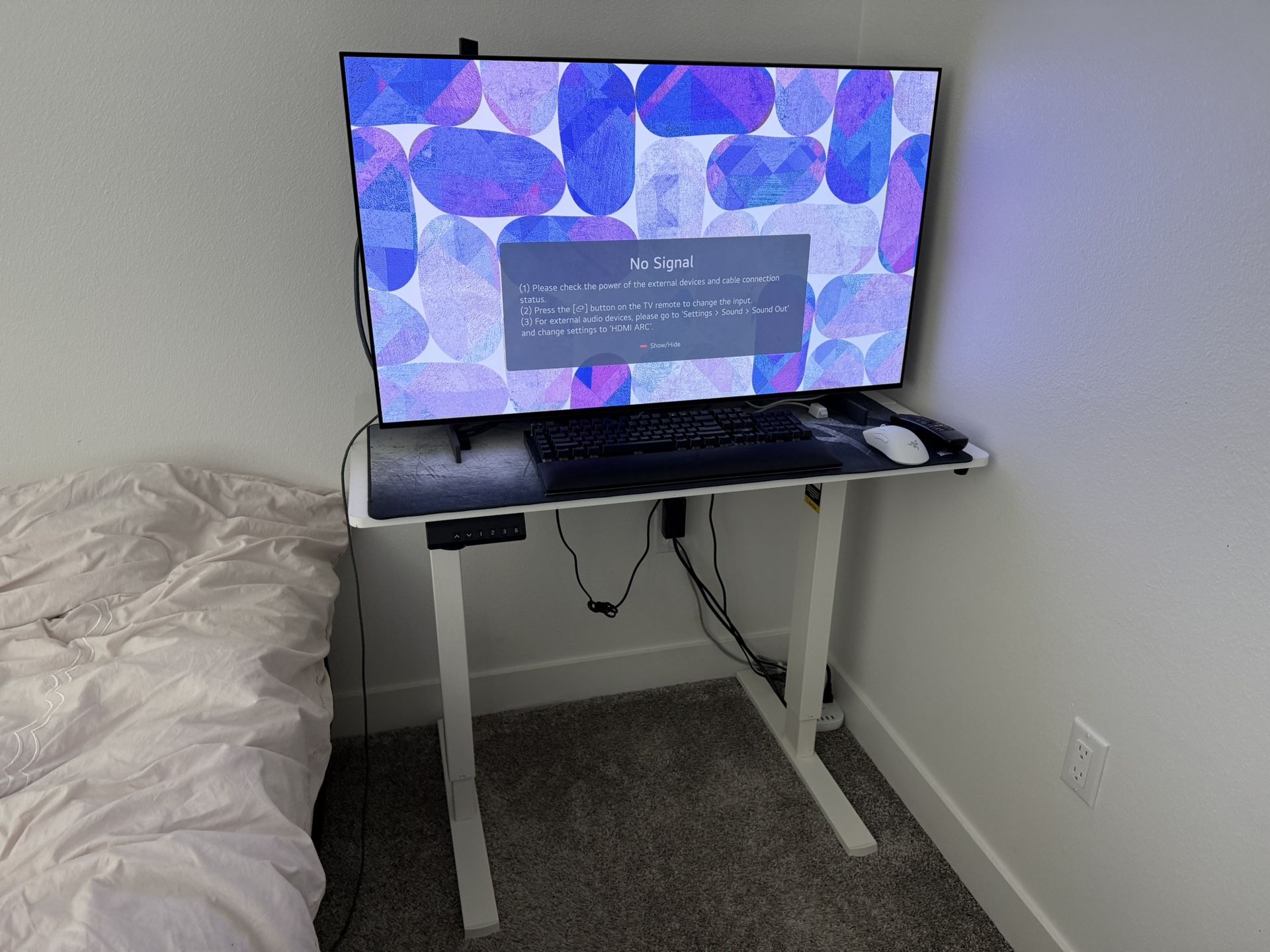 Electric Adjustable Height Desk, White