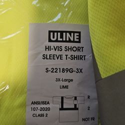 Uline Bright Yellow Safety Tshirts. 3x Pack Of 3