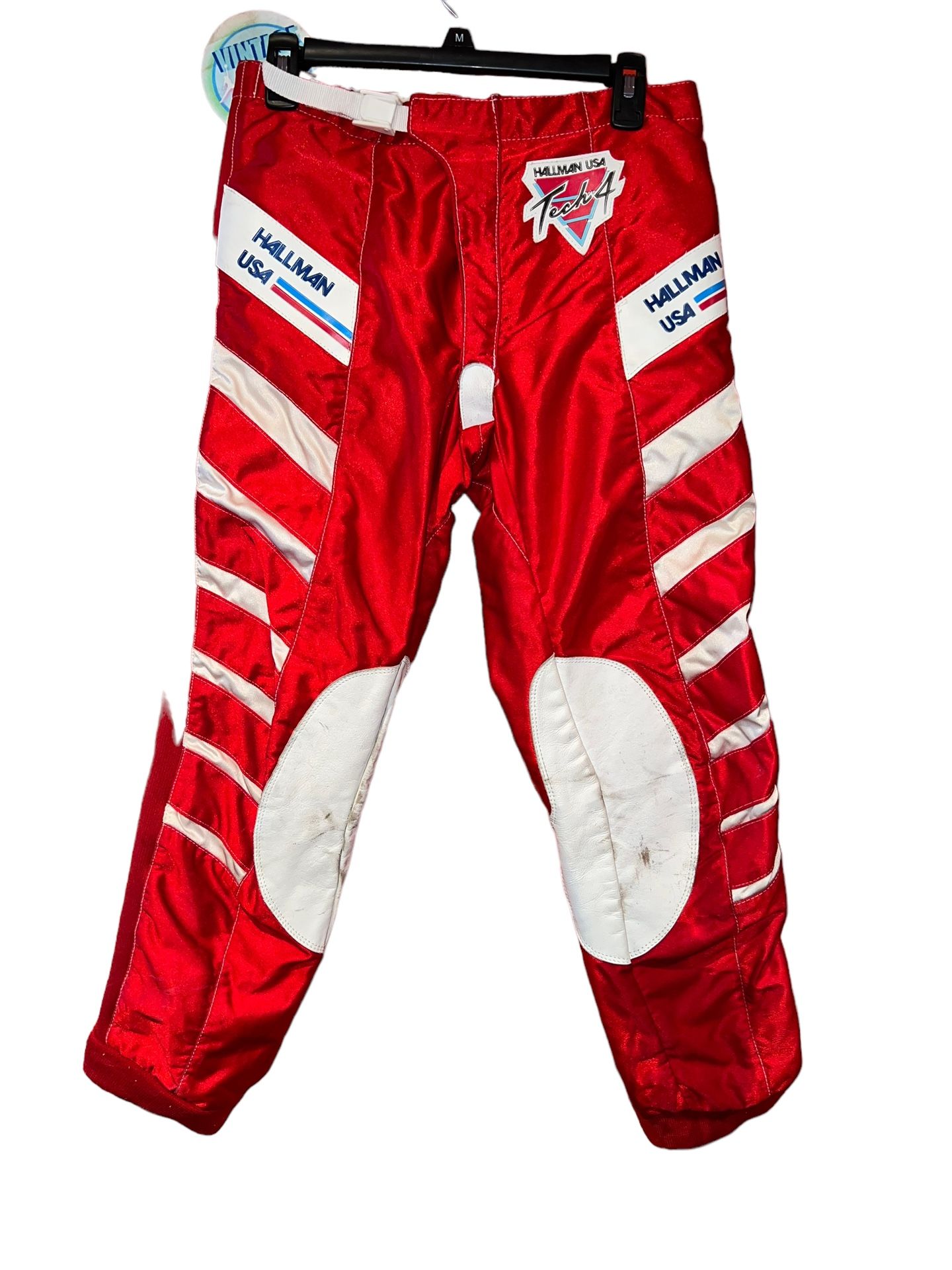 Vintage nascar pants red motorcross leather rare hallman usa Sz-S
