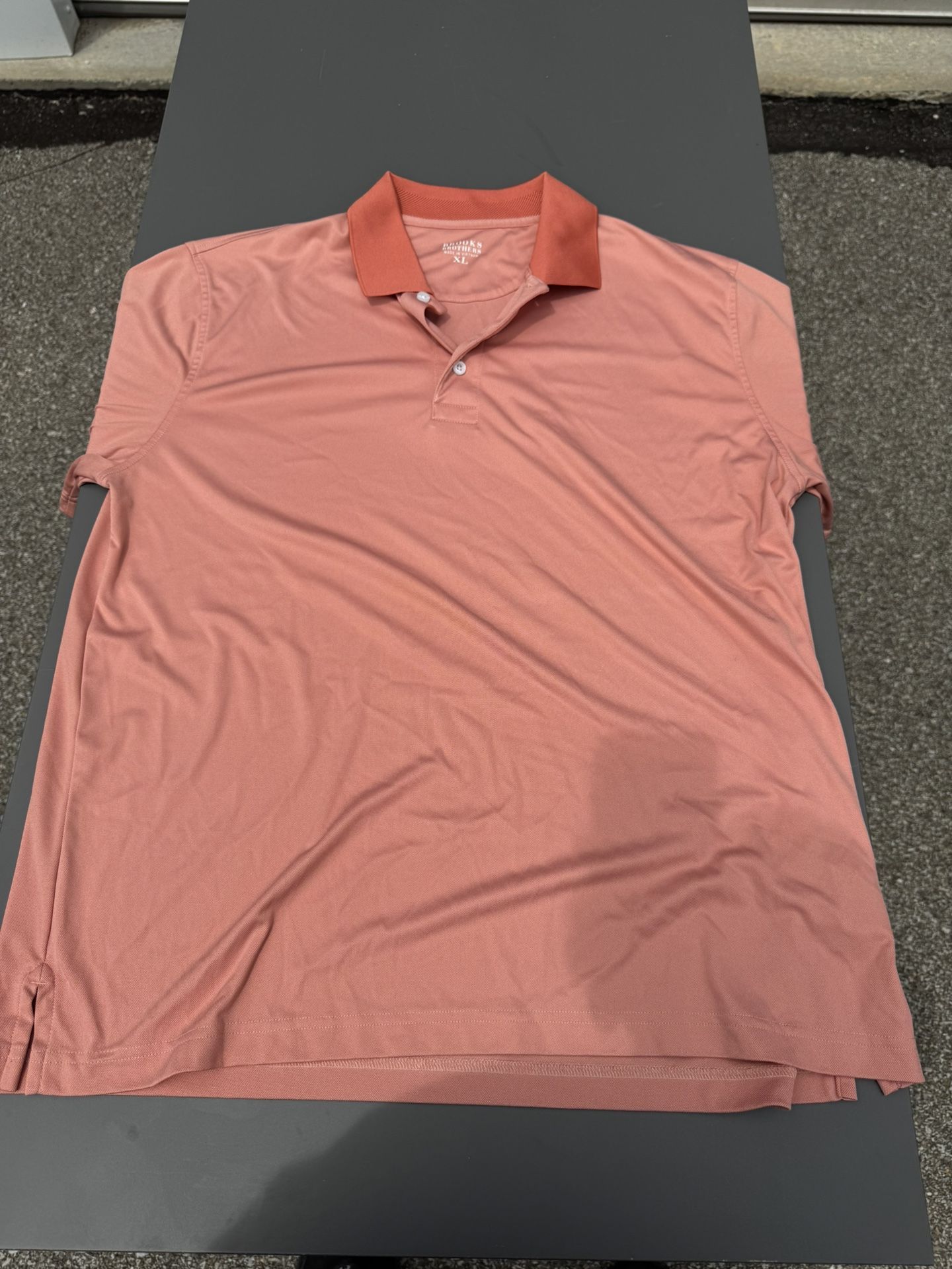 BROOKS BROTHERS Peach Color Athletic Short Sleeve Polo Shirt Mens XL