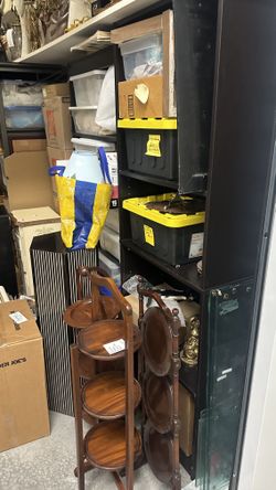 Storage Unit  Sale Antiques Crystal porcelain lifetime collector From California Books, need to sell