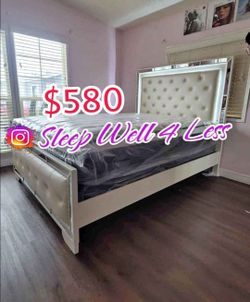 NEW QUEEN BED FRAME AND MATTRESS SET