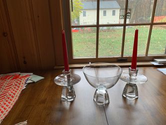 Candle sticks and bowl