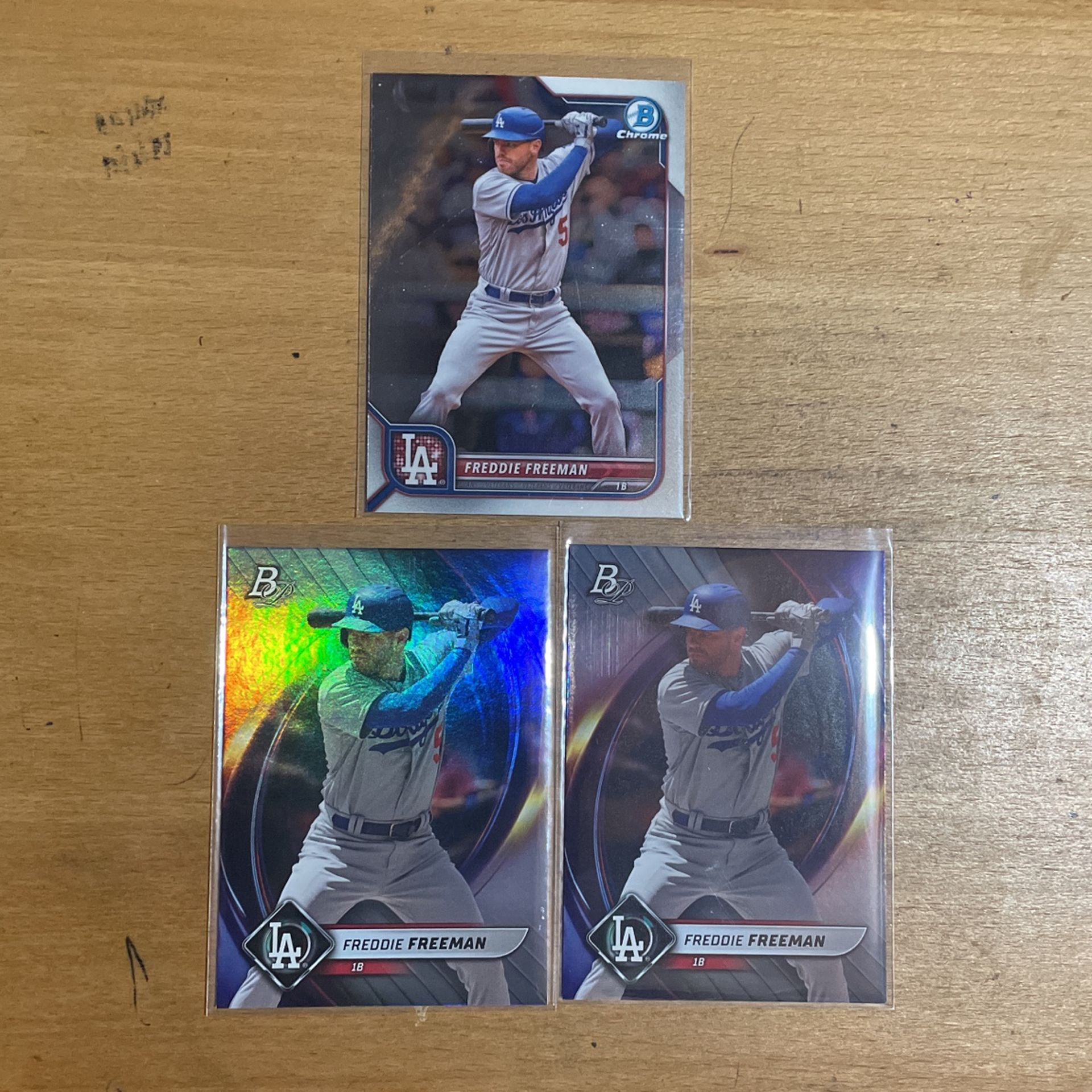 FREEDY FREEMAN 3 CARD LOT DODGERS UNI