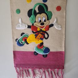 Rare Vintage Wall Art' silk embroidery Disney inspired' 0ne  of A Kind. 31"×22". #5