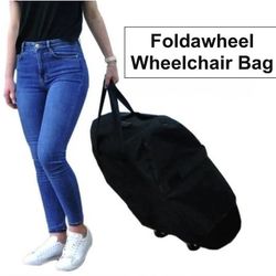NEW Heavy Duty Premium Quality Durable Padded Travel Bag (33"x 22"x 9") For Foldawheel or Other Folded Wheelchairs w/ Carrying Handle & Pulling Straps