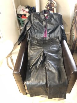 Leather jacket and pants set