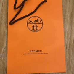 Hermes Empty Unused Orange Paper Shopping Paper Bag Authentic 11X8X3