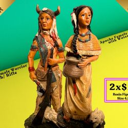 APACHE Female Warrior W/ Rifle & Woman W/pot.