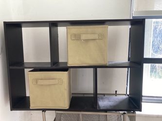 MULTI CUBICAL SHELF UNIT -  24” X  16”  X  6”- BLACK - WITH 2 BURLAP