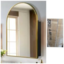 
Dovelina
24 in. W x 36 in. H Arched Gold Recessed/Surface Mount Medicine Cabinet with Mirror