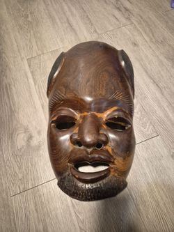 Vintage African Hand Carved Wood Mask Decor Folk Tribe Tribal Art 8 Pounds 19"
