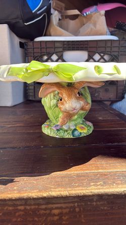 Easter Bunny Ceramic Cake Stand