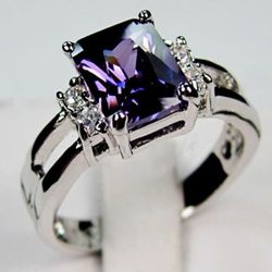 Amethyst 925 Sterling Silver Engagement Ring

