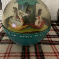 Vintage  Toy 1966 Fisher Price Roly Poly Chime Ball 165 Rocking Horses Swans
