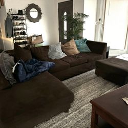 Fabric Sectional With Ottoman