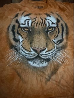The Mountain Tiger Big Face Print Orange 3D Tees By Tie Dye T-Shirt XL 46/48