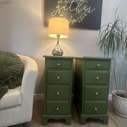 Pair Of Tall, Narrow Nightstands 