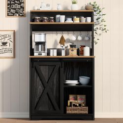 New Farmhouse Coffee Bar w/ 3-Tier Hutch (La Mirada