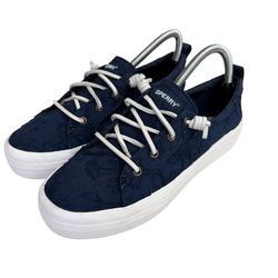 Sperry Top-Sider Womens Crest Vibe Lace Navy Platform Sneakers STS89340 Size 8.5