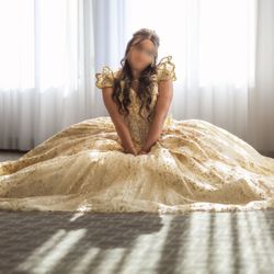 Morilee QUINCEAÑERA Dress Style 89431 Size 3 to 5, Gold