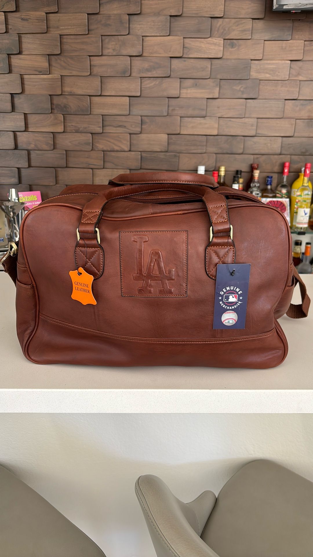 NWT LA Dodgers Genuine Leather MLB Carry On Bag