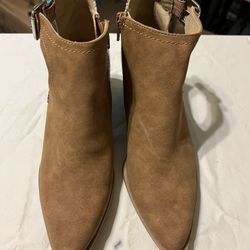 Brown Ankle Boots with Snakeskin Print & Buckle