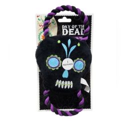 Day of the Dead Dog Toy with Rope Squeak Toy