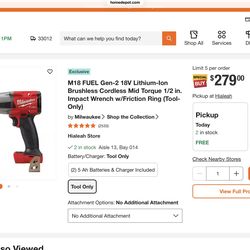 M18 FUEL 1/2" Mid-Torque Impact Wrench w/ Friction Ring