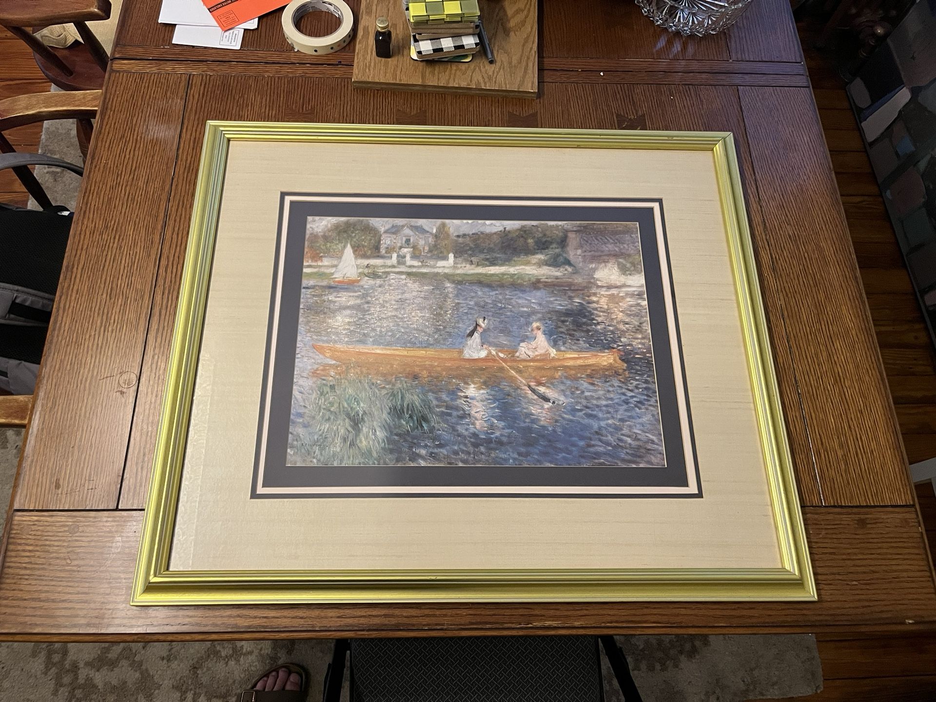 “The Skiff” Renoir Print Painting Framed And Matted
