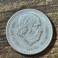 1947 México 🇲🇽 Un Peso Silver Coin