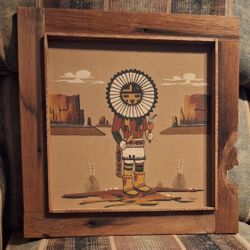Vintage Daro Soue Sun Kachina Sand Painting-Signed Original 