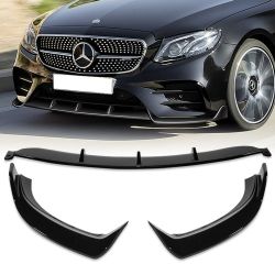 For 2017-2020 Mercedes E-Class Sport W213 Painted Black Front Bumper Spoiler Lip -(2-PU-345-PBK