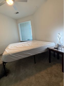 King Size Memory Mattress + Metal Bed Frame + Mattress Protector