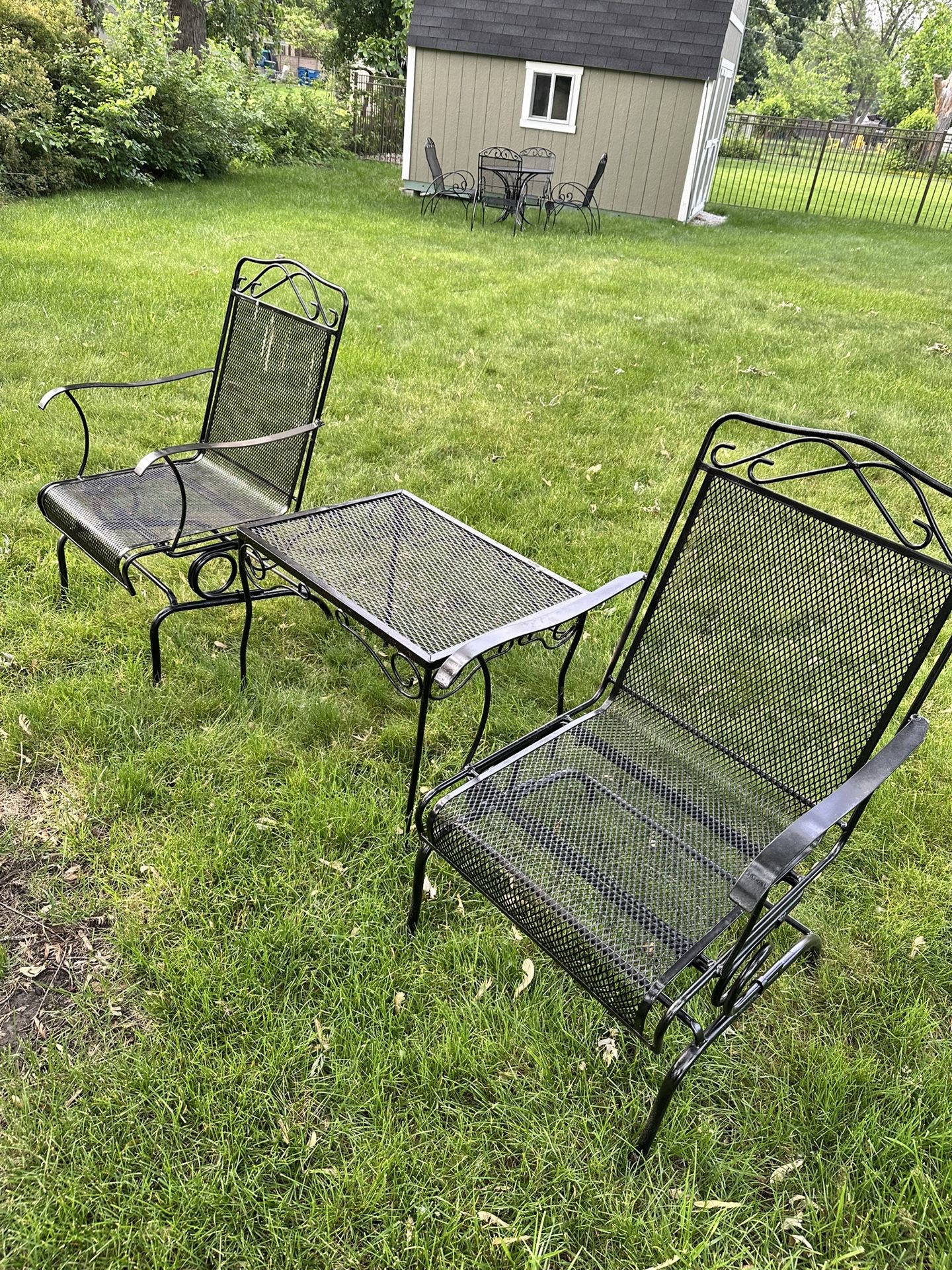 2 Bouncy Spring Chairs And Side Table