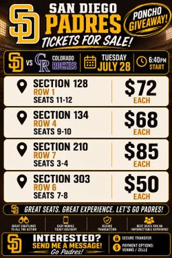 Padres VS Rockies 7/28 Poncho Giveaway!