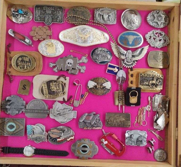 Belt Buckle Collection And Other Man Items
