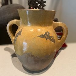 Italian  15 3/4 Ceramic  Clay Vase  Antique Yellow Color