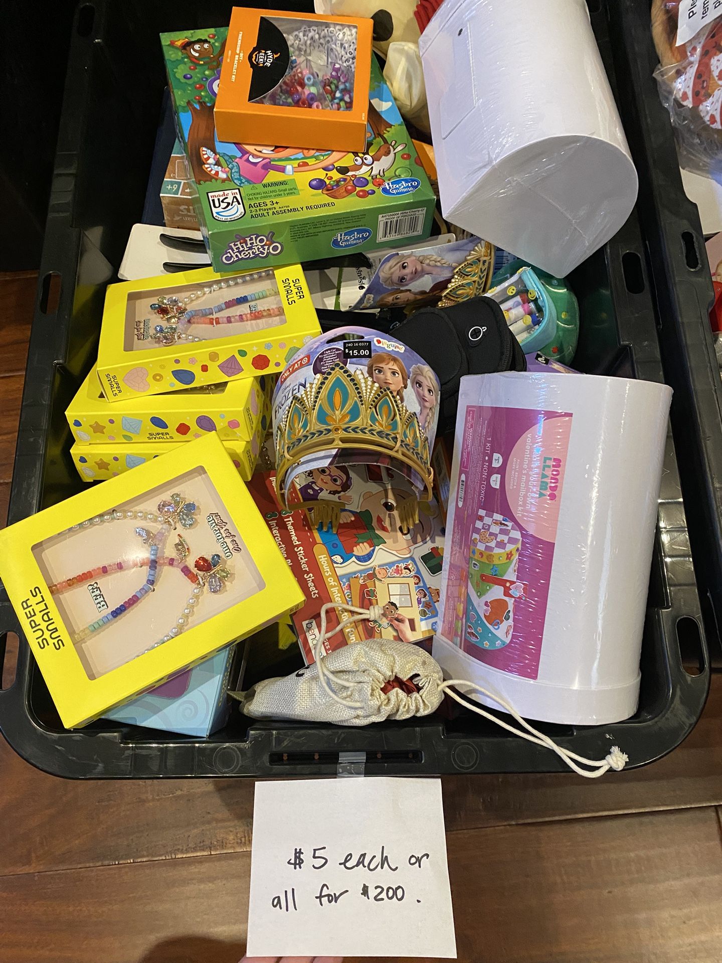 Brand new household items. Lots of $5 items. Let me know if you want to come shop! Higley and ray.