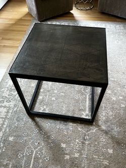 Industrial Square Side Table - Metal Frame, Geometric Zinc Top
