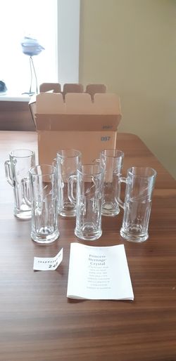 NEW IN BOX! Princess House Heritage Mini beer mug/small Irish coffee. Set of 6
