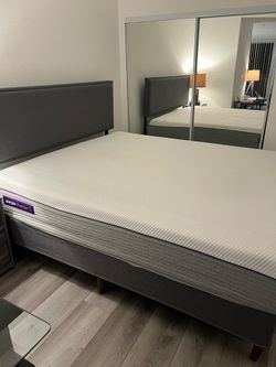 Purple Premier 3 California King Mattress + Upholstered Bed Frame & Headboard